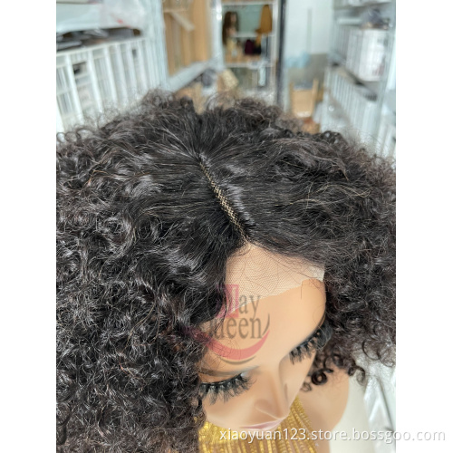 Best Selling Afro Small Kinky Curly Unprocessed Brazilian Virgin Human Hair Lace Wigs Pre Plucked Hairline for Africa Women